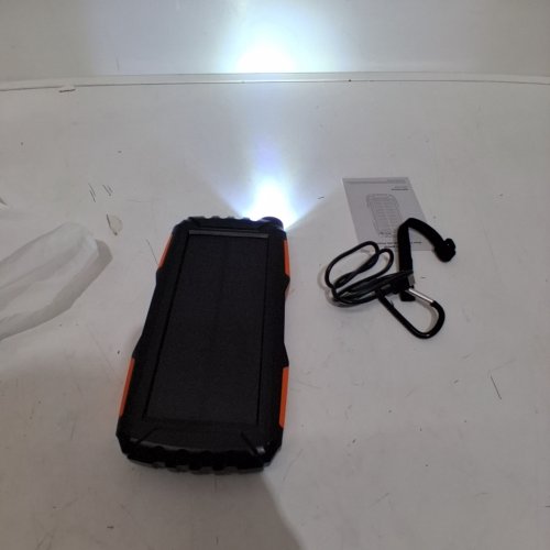 SOLAR-IN PORTABLE SOLAR POWER BANK AND FLASHLIGHT- BLACK / ORANGE (MODEL: YD-819) image 2