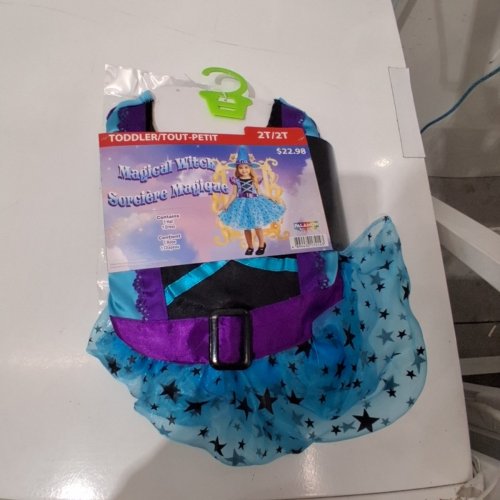 2PC TODDLER MAGICAL WITCH COSTUME DRESS AND HAT - 2T - BLUE/PURPLE image 2