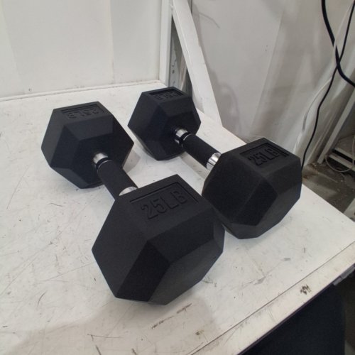 2PK HEX DUMBBELLS - 25 LBS - BLACK image 2