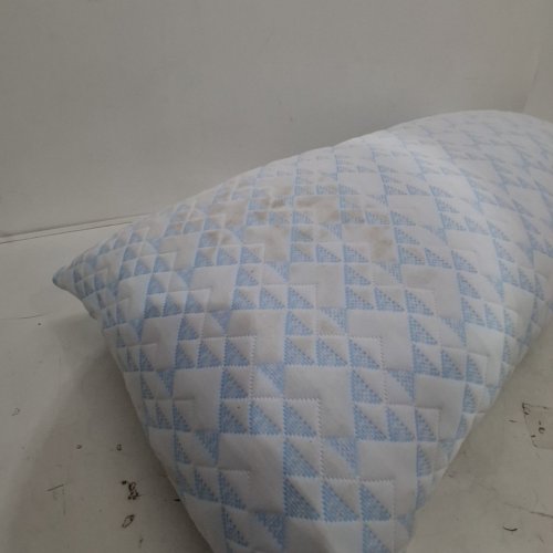 QUILTED BED PILLOW - 31" X 14" - WHITE / LIGHT BLUE image 4