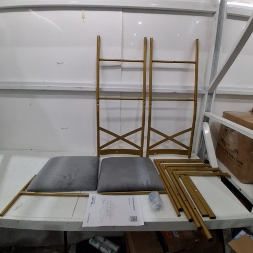 2PK GARVEE HIGH BACK BAR STOOLS - 25.5" - GOLD/GREY image 2