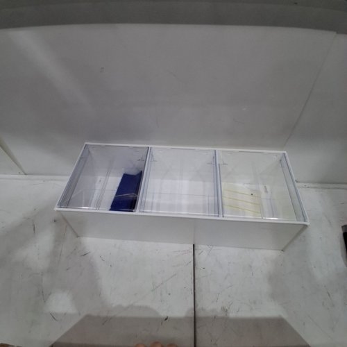 IDEAL BNZ TILT PLASTIC ORGANIZER STACKABLE STORAGE - 3 BINS - WHITE/BLUE (MODEL:TB32WB) image 2