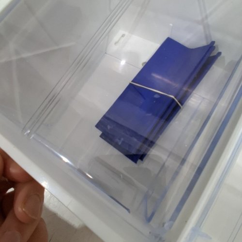 IDEAL BNZ TILT PLASTIC ORGANIZER STACKABLE STORAGE - 3 BINS - WHITE/BLUE (MODEL:TB32WB) image 3
