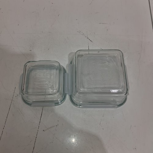 2 ASSORTED GLASSLOCK FOOD STORAGE CONTAINERS - CLEAR WITH TEAL SEALS image 2