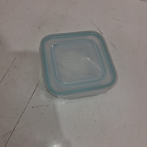 2 ASSORTED GLASSLOCK FOOD STORAGE CONTAINERS - CLEAR WITH TEAL SEALS image 3