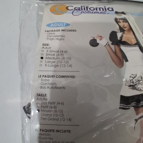 3PC WOMEN'S CALIFORNIA COSTUME DARK ALICE COSTUME - MEDIUM - BLACK/WHITE image 2