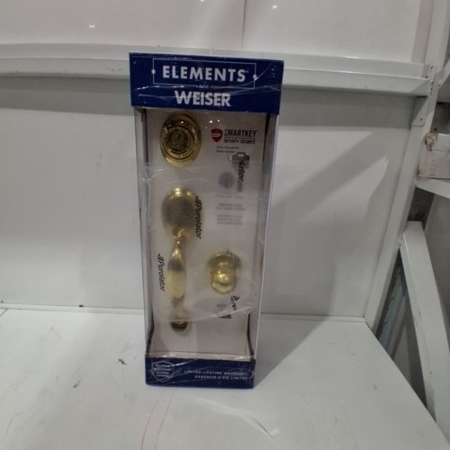 WEISER ELEMENTS KINGSWAY/YUKON BRASS EXTERIOR HANDLESET - POLISHED BRASS (MODEL: ‎9GAC94710-001) image 4