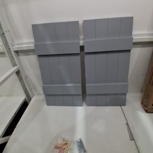 2PC MID AMERICA PAINTABLE DECORATIVE SHUTTERS - 14" X 29" - GREY - (ITEM: M00031435030) image 2