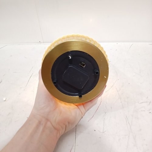 USB RECHARGEABLE MODERN RIBBED TABLE LAMP - 7" - AMBER SHADE, GOLD BASE image 2