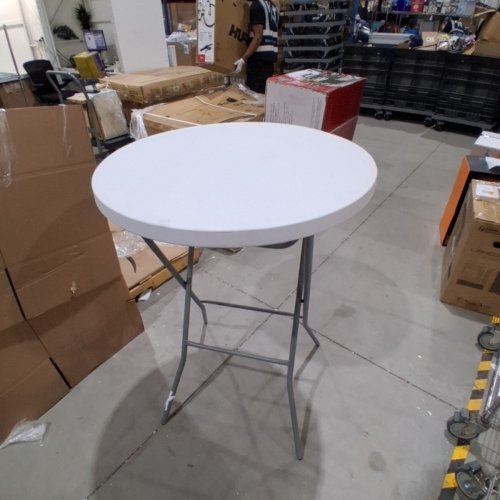 PLASTIC BAR HEIGHT FOLDING ROUND TABLE - 32" - WHITE/GREY image 3