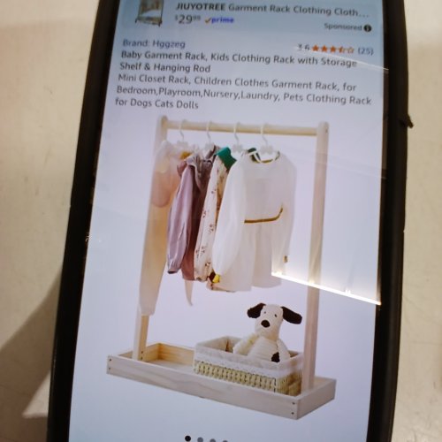 HGGZEG BABY GARMENT RACK, WOODEN CLOTHING RACK WITH STORAGE SHELF - NATURAL image 2