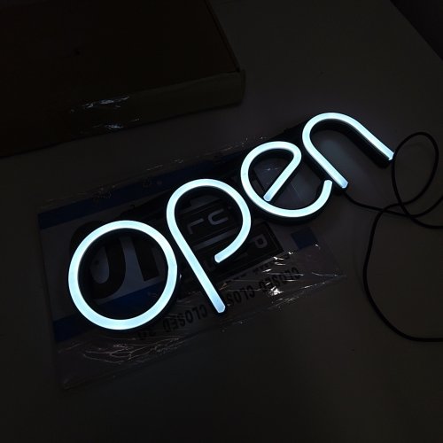 LED NEON OPEN SIGN LIGHT - 17" X 6" - COOL WHITE image 2