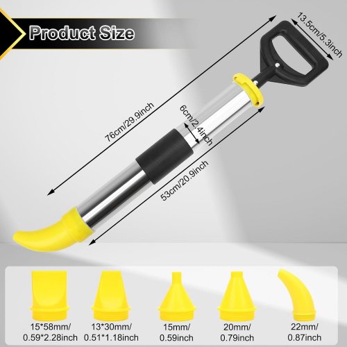 HISUEKIG MORTAR/CEMENT CAULKING GROUT GUN WITH 6 NOZZLE TYPES - 30" - STAINLESS STEEL/BLACK/YELLOW image 2