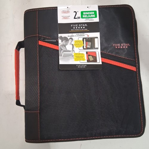 FIVE STAR ZIPPERED BINDER - 2" - BLACK/RED image 2