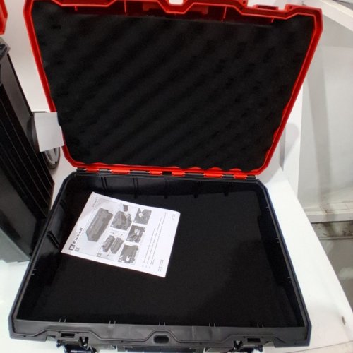 EINHELL E-CASE 3-STACKABLE ROLLING CASE TOWER TOOL STORAGE SYSTEM WITH WHEELS AND TELESCOPIC HANDLE - 27" X 18" X 16" UP TO 264LBS - BLACK/RED - (MODEL: 4540024) image 4