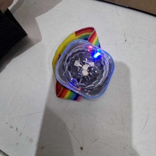 RECHARGEABLE LED WRIST LIGHT UP DISCO BALL - RAINBOW/BLUE image 2