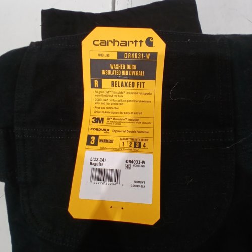 WOMEN'S CARHATT RUGGED FLEX RELAXED FIT TWILL BIB OVERALLS - LARGE - BLACK (STYLE: OR4031-W) image 6