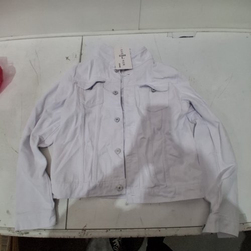 WOMEN'S CROPPED JEAN JACKET WITH POCKETS - LARGE - WHITE (MODEL: 8268) image 2
