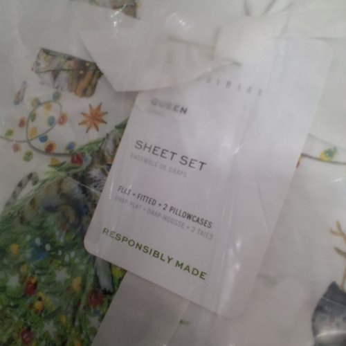 4PC POTTERY BARNFESTIVE CAT PRINT SHEET SET - QUEEN - MULTICOLOURED image 3