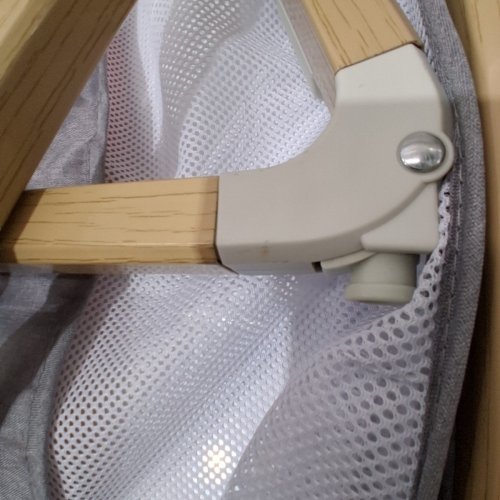 JESTONTEN BABY BASSINET BEDSIDE SLEEPER ADJUSTABLE HEIGHT WITH STORAGE BASKET - 36" X 21" X 13" - WOOD BROWN/GREY (MODEL: QQ001) image 5
