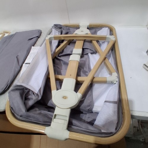 JESTONTEN BABY BASSINET BEDSIDE SLEEPER ADJUSTABLE HEIGHT WITH STORAGE BASKET - 36" X 21" X 13" - WOOD BROWN/GREY (MODEL: QQ001) image 6