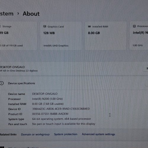 HP ALL-IN-ONE DESKTOP COMPUTER - INTEL N100, 8GB RAM, 128GB SSD, WINDOWS 11 - 21.45" - BLACK (MODEL: TPC-I053-22) image 8