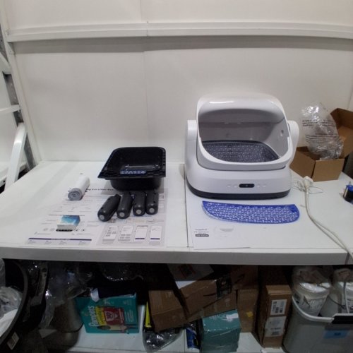HAPPY PAW OPEN TOP ADVANCED ODOUR CONTROL SELF CLEANING AUTOMATIC CAT LITTER BOX WITH APP CAPABILITIES- 12V- WHITE/GREY/BLUE (MODEL: ACC-25-02) image 3