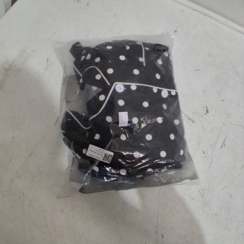 KIDS LONG SLEEVE BUTTON UP POLKA DOT PAJAMA SET - EXTRA LARGE - BLACK/WHITE image 7