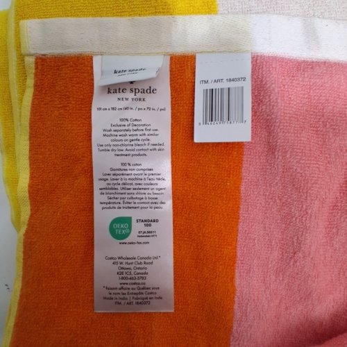 KATE SPADE NEW YORK STRIPED COTTON TOWEL - 40" X 72" - MULTICOLOR (ITEM: 1840372) image 2