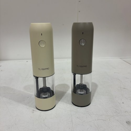 2PK TLYSXPRO RECHARGEABLE, AUTOMATIC SALT AND PEPPER MILL GRINDER WITH ADJUSTABLE COARSENESS - CREAM/GREY image 4