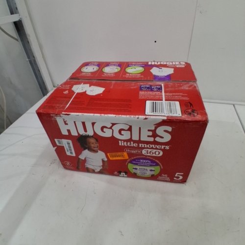 56PK HUGGIES LITTLE MOVERS HUGGFIT BABY DIAPERS WITH 360° WAISTBAND - SIZE 5 (MODEL: 5660200) image 2