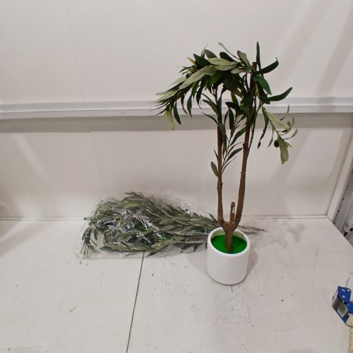 ARTIFICIAL OLIVE TREE WITH POT - 3.5FT - GREEN/WHITE image 2