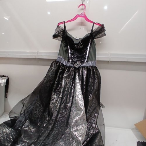 2PC GIRL'S GOODMARK GOTHIC SPIDER BRIDE COSTUME - LARGE 10-12 - BLACK / SILVER (STYLE: CA26171M) image 2