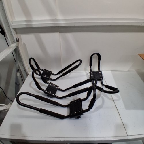 2PR NBX CANOE BOAT KAYAK ROOF RACK CARRIER J CROSS BAR - UNIVERISAL FIT - BLACK image 2