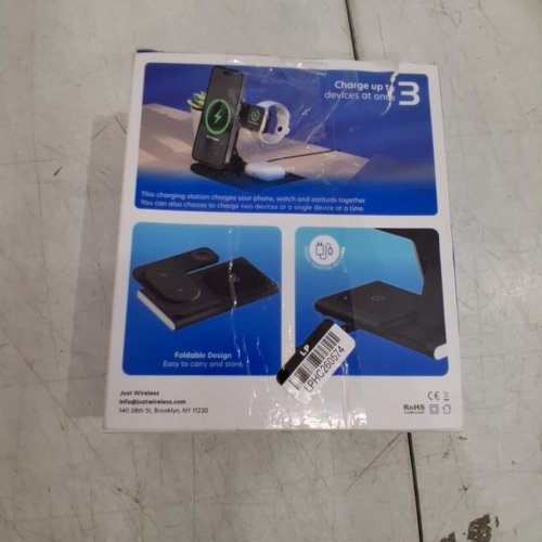 JUST WIRELESS 3-IN-1 PORTABLE WIRELESS CHARGER FOR APPLE PRODUCTS - BLACK (MODEL: 04099-V) image 4