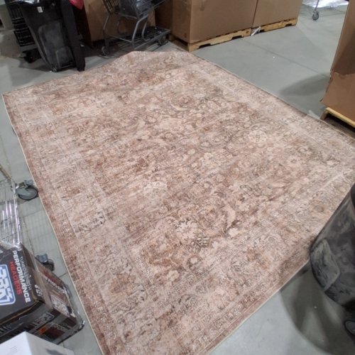TRADITIONAL MEDALLION FLORAL AREA RUG - 8FT X 10FT - BEIGE AND BROWN image 3