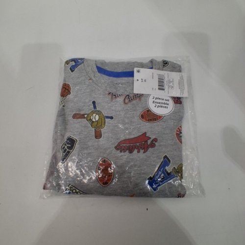 2PC GEORGE SPORTS PRINT PAJAMA SET - SMALL (6) - GREY MULTICOLOR (STYYLE: GRF60401B) image 4