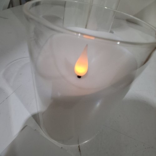 3PC GLASS FLAMELESS FLICKERING LED PILLAR CANDLES - CLEAR image 2
