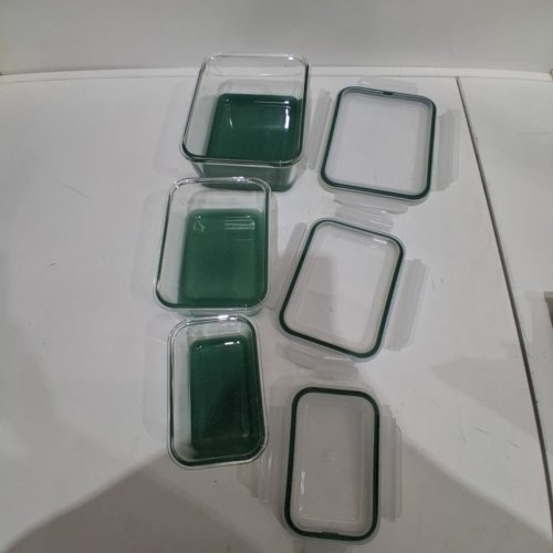6PC PHANTOM CHEF GLASS FOOD STORAGE CONTAINERS WITH LIDS - GREEN/CLEAR image 3