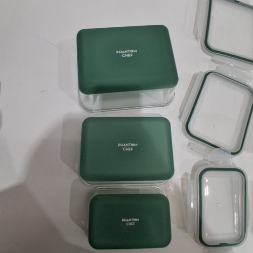 6PC PHANTOM CHEF GLASS FOOD STORAGE CONTAINERS WITH LIDS - GREEN/CLEAR image 4