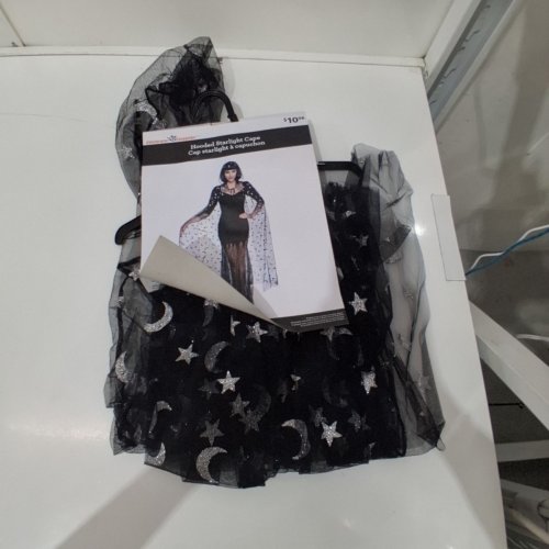 WOMEN'S WAY TO CELEBRATE HOODED STARLIGHT CAPE - OSFM - BLACK/SILVER image 2