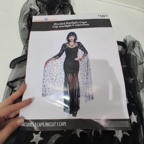 WOMEN'S WAY TO CELEBRATE HOODED STARLIGHT CAPE - OSFM - BLACK/SILVER image 3