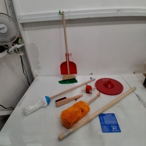 6PC MELISSA & DOUG LET’S PLAY HOUSE! DUST! SWEEP! MOP! PRETEND PLAY SET WITH BROOM, MOP, DUSTER, BRUSH, DUSTPAN & STORAGE STAND - MULTICOLOUR (MODEL: 96049) image 2