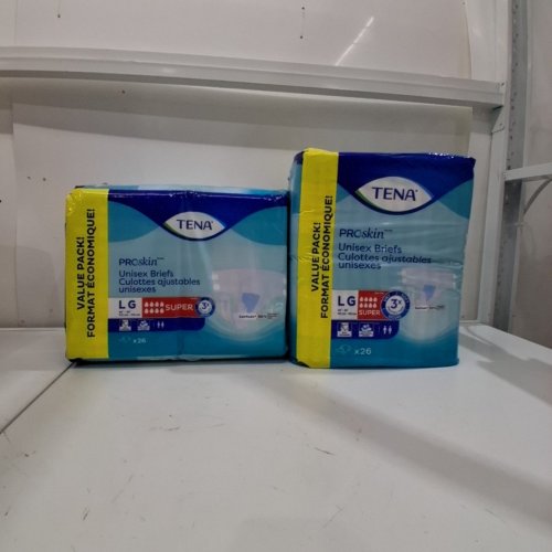52PK ADULTS TENA PROSKIN SUPER ABSORBENCY BRIEFS - LARGE - WHITE image 2