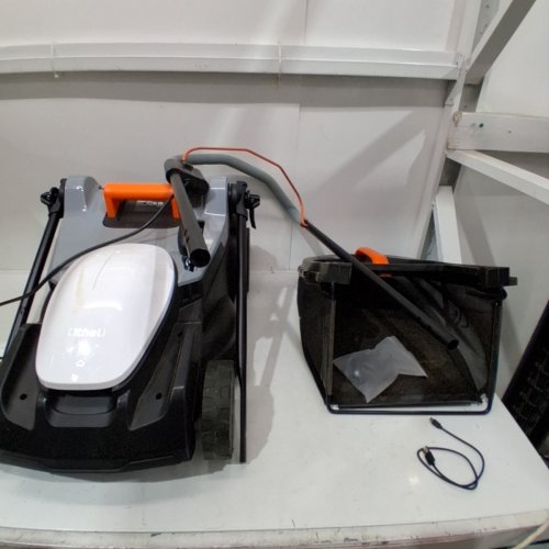 LITHELI LIGHTWEIGHT CORDLESS ELECTRIC LAWN MOWER WITH 6-POSITION HEIGHT ADJUSTMENT - 20V - 16" - WHITE/ORANGE/BLACK (MODEL: U20LM00-0A210) image 4