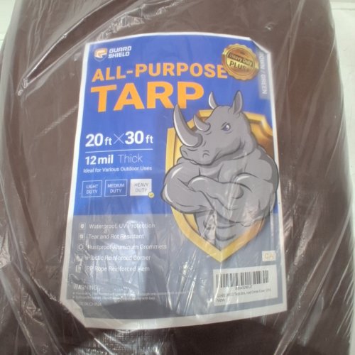 GUARD SHIELD ALL-PURPOSE HEAVY DUTY TARP - 20FT X 30FT - 20 MM - BROWN / GREEN image 4