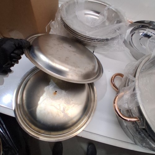 4PK VEVOR ROUND CHAFING DISH BUFFET SET FULL-SIZE PAN - STAINLESS STEEL ( MODEL: HZ-831 ) image 4