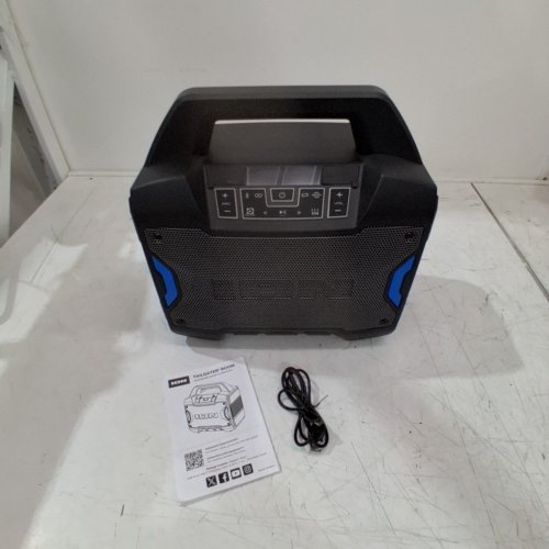 ION TAILGATER BOOM OUTDOOR PORTABLE BLUETOOTH SPEAKER WITH MIC IN & FM RADIO - 60W - BLACK/BLUE (MODEL: IPA162A) image 5