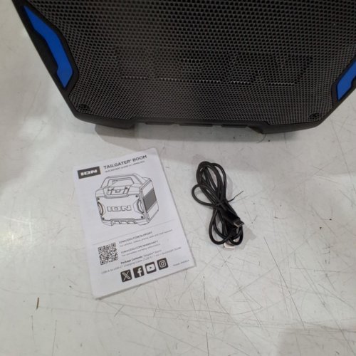 ION TAILGATER BOOM OUTDOOR PORTABLE BLUETOOTH SPEAKER WITH MIC IN & FM RADIO - 60W - BLACK/BLUE (MODEL: IPA162A) image 6