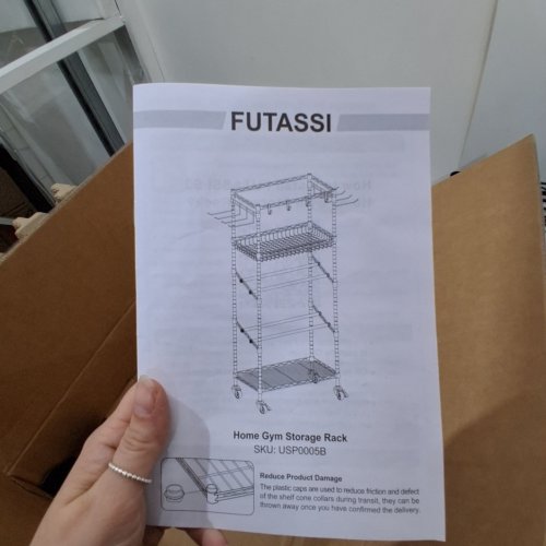 FUTASSI 3 TIER METAL HOME GYM ORGANIZER STORAGE RACK - 47" - BLACK (ITEM: USP0005B) image 2
